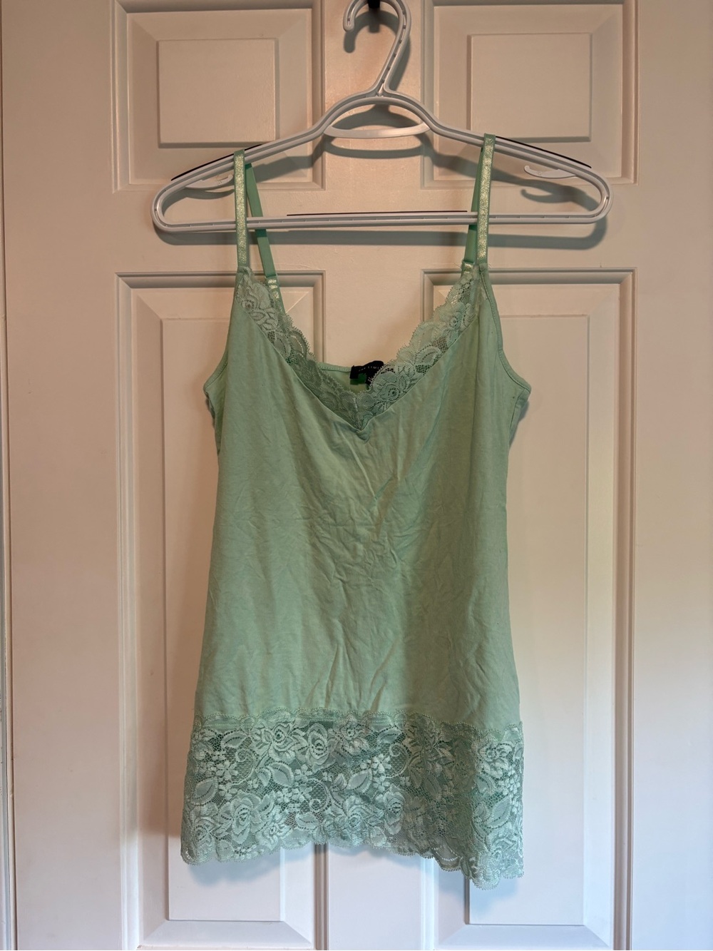 Lace Trim Mint Green Camisole Tank